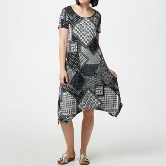 Cuddl Duds Dresses & Skirts - Cuddl Duds Flexwear Petite Handkerchief Hem Dress